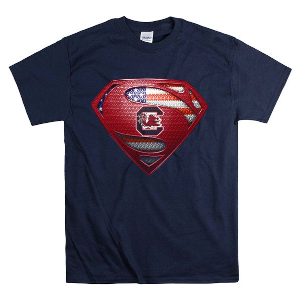 Superman South Carolina Gamecocks American Flag T Shirt 1 Navy