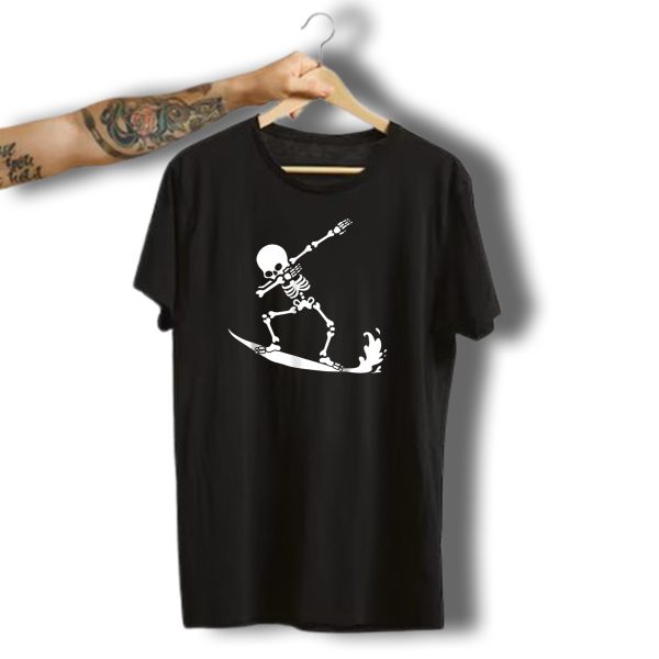 Surfing Funny Halloween Skeleton Dab Dance T Shirt t shirt 1