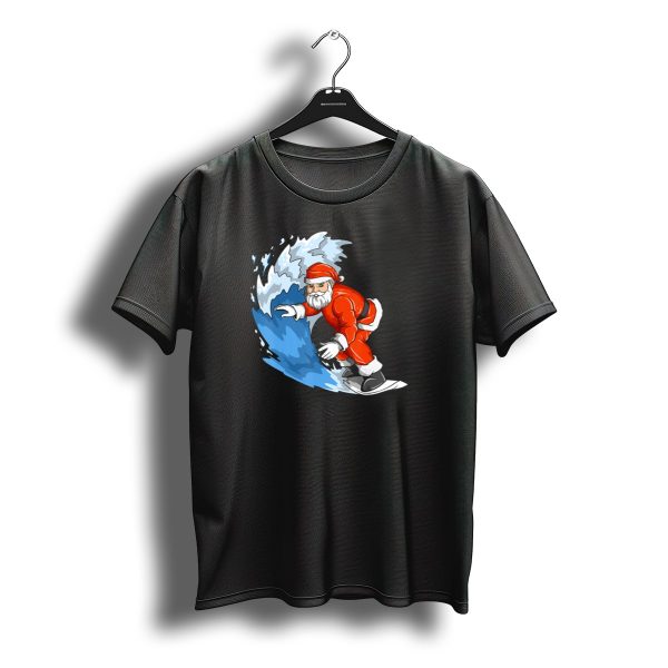 Surfing Santa Christmas In July Santa Hawa Riding A Wave T Shirt t shirt 1