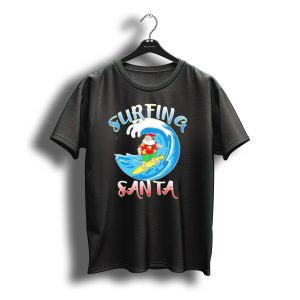 Surfing Summer Santa Christmas Wave T-Shirt