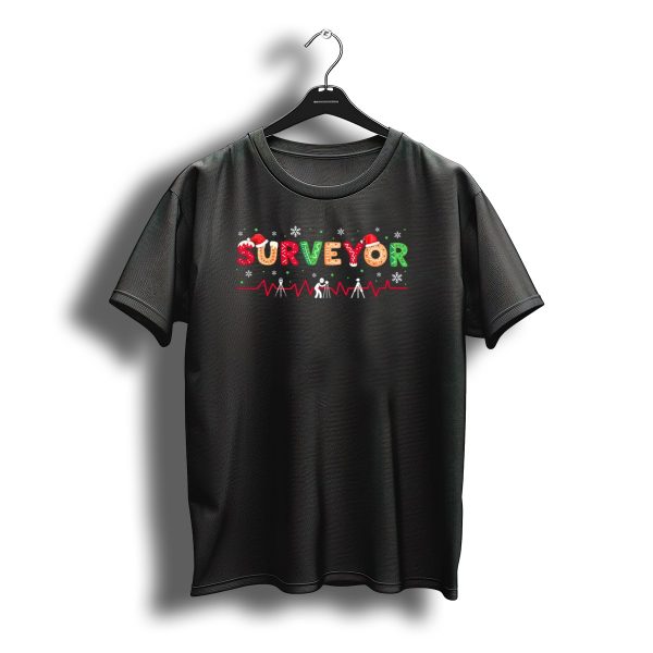 Surveyor Christmas Santa Hat Holiday Costume Snowflakes T Shirt t shirt 1