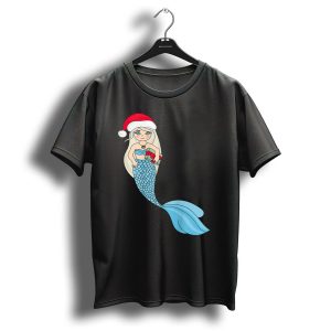 Sweet Santa Mermaid Christmas Swimmer Festive Holiday Tail T Shirt