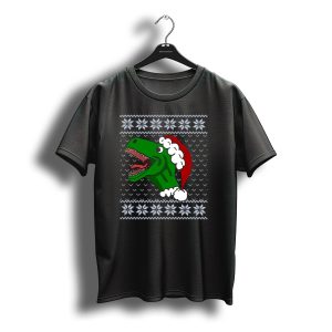 T Rex Christmas Ugly Sweater Santa Hat T-Shirt