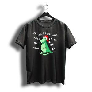 T Rex Dinosaur Singing Fa Ra Rawr Christmas Santa Hat T-Shirt