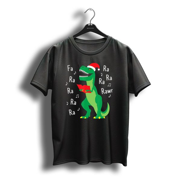 T Rex Singing Fa Ra Ra Rawr In Santa Hat Christmas Carol T Shirt t shirt 1