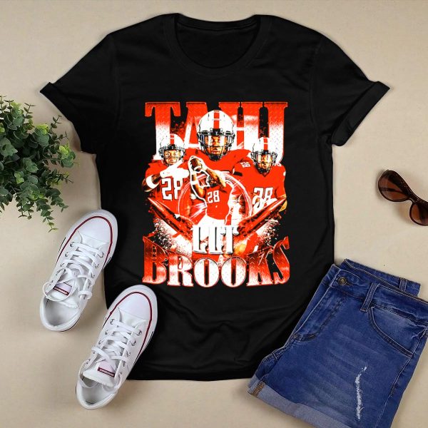 Tahj Brooks LLT Texas Tech Red Raiders Football Vintage Player Number 28 T Shirt Black 1