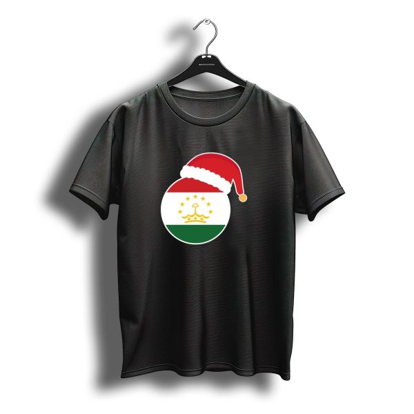 Tajikistan Flag Christmas Santa Hat Circle Holiday T Shirt t shirt 1