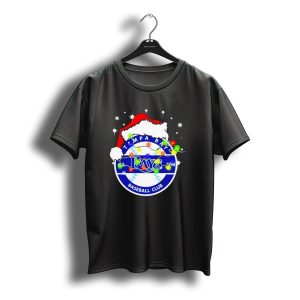 Tampa Bay Rays Baseball Club Santa Hat Christmas Lights T-Shirt