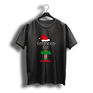 Tattooed Elf Santa Hat Christmas Gaming T-Shirt