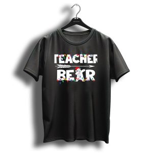 Teacher Bear Christmas Lights Holiday T-Shirt