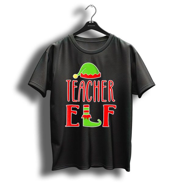 Teacher Elf Christmas Hat And Shoe Holiday T Shirt 1 t shirt 1