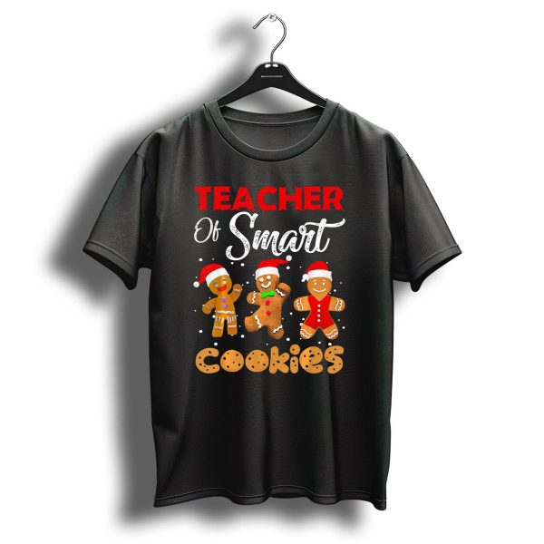 Teacher Of Smart Cookies Red White Christmas Gingerbread Holiday T Shirt 1 t shirt 1
