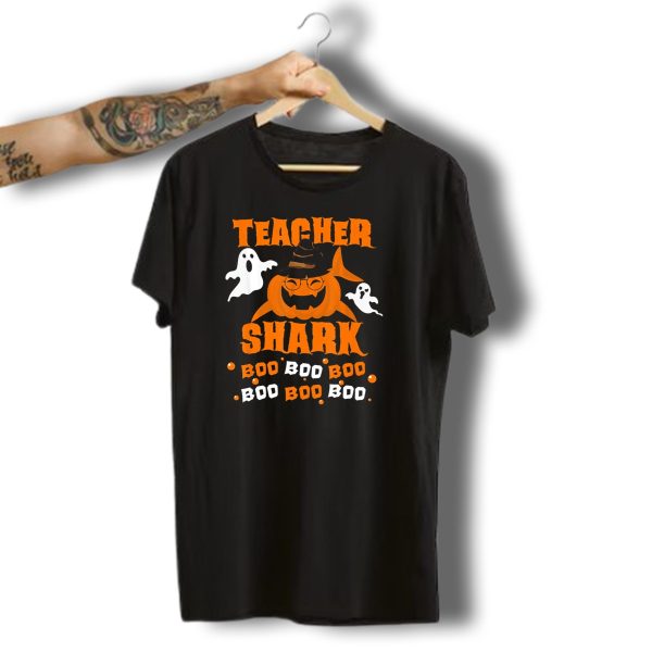 Teacher Shark Boo Boo Boo Funny Shark Halloween Ghost Pumpkin T Shirt t shirt 1 1