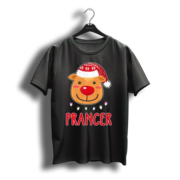 Team Prancer Santas Reindeer Christmas Dabbing Lights T Shirt t shirt 1