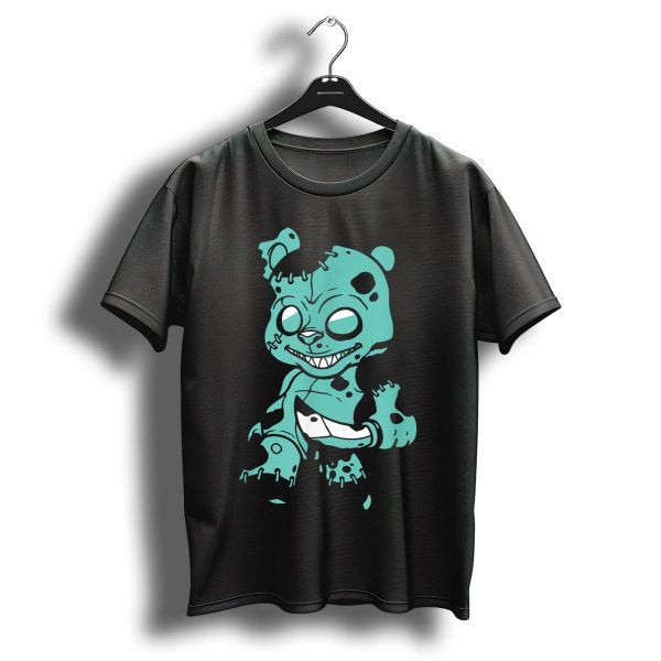 Teddy Bear Zombie Halloween Christmas Scary Knife Grinning Patchwork T Shirt 1 t shirt 1