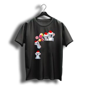 Tee89S Koala Family With Candy In Santa Hats Christmas Pocket T-Shirt