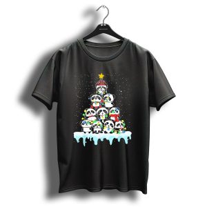 Tee89S Panda A Lovely Chibi Tree With Christmas Lights And Star T-Shirt