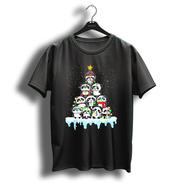 Tee89S Panda A Lovely Chibi Tree With Christmas Lights And Star T Shirt 1 t shirt 1