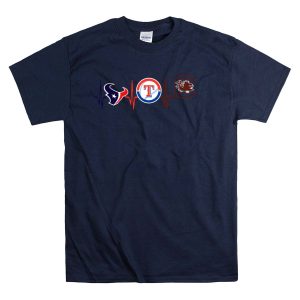 Texans Rangers Gamecocks Heartbeat T-Shirt