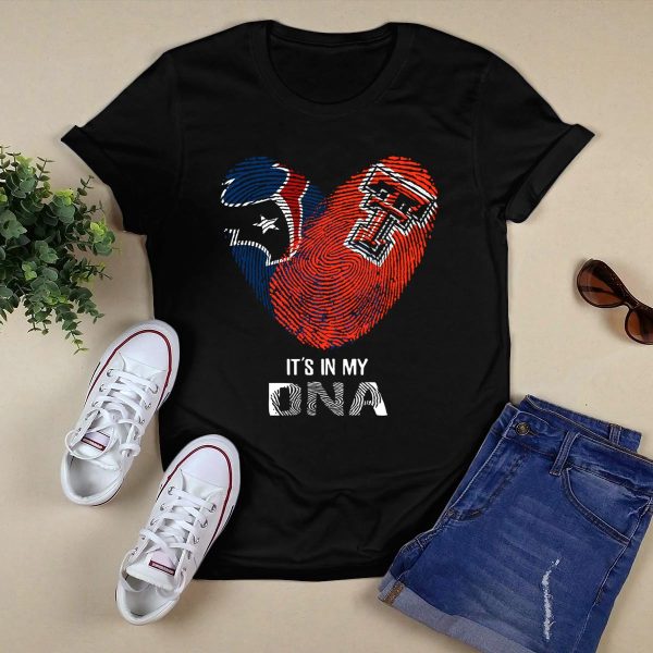 Texans Texas Tech Heart Fingerprint Its In My Dna T Shirt Black 1
