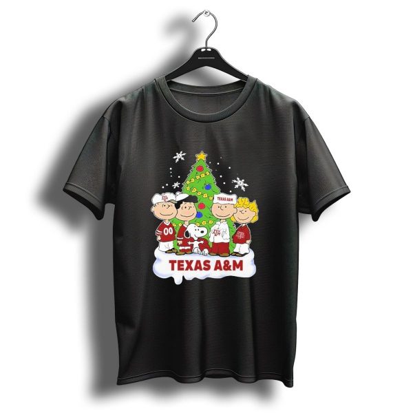 Texas AM Aggies Christmas With Snoopy And Peanuts Characters T Shirt 1 t shirt 1