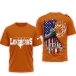 Texas Longhorns 2025 Ncaa Firefighter American Flag All Over Print T Shirt