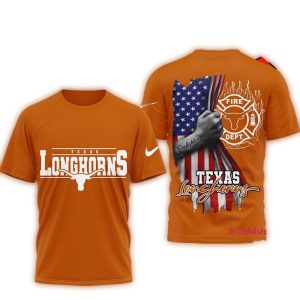 Texas Longhorns 2025 Ncaa Firefighter American Flag All Over Print T Shirt