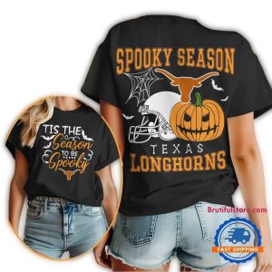 Texas Longhorns 2025 Ncaa Halloween Spooky Season Vintage All Over Print T Shirt