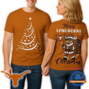 Texas Longhorns 2025 Ncaa Merry Christmas All Over Print T Shirt