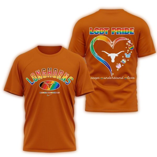 Texas Longhorns 2025 NCAA National Coming Out Day LGBT Pride Unisex 3D Shirt 1