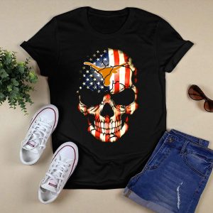 Texas Longhorns American Flag Skull T-Shirt