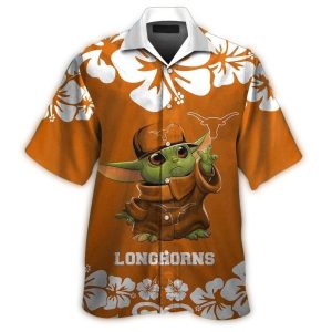 Texas Longhorns Baby Yoda Floral Flower Hawaiian Shirt