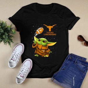Texas Longhorns Baby Yoda Football T-Shirt