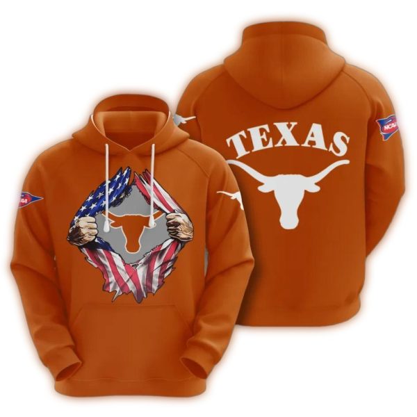 Texas Longhorns Blood Inside Me Heart American Football AOP Hoodie 1