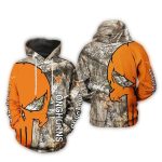Texas Longhorns Camo Veteran Hunting And Punisher Skull All Over Print Hoodie