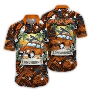 Texas Longhorns Camping Floral Hook 'Em Horns Hawaiian Shirt