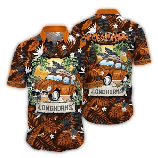Texas Longhorns Camping Floral Hook Em Horns Hawaiian Shirt 1