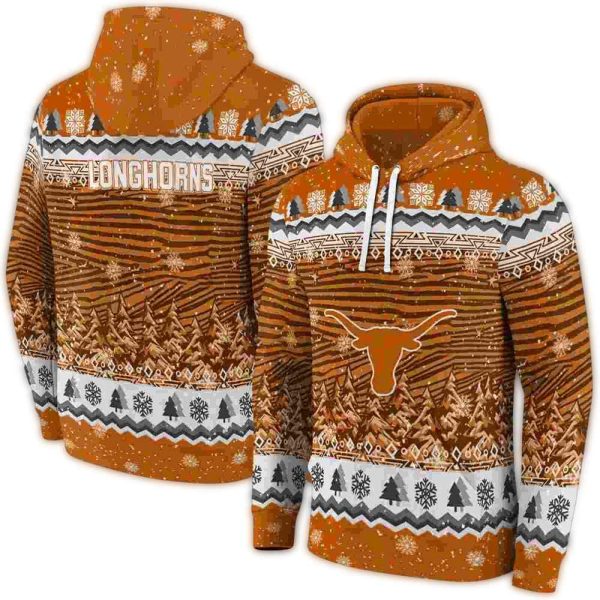 Texas Longhorns Christmas Trees AOP Hoodie 1