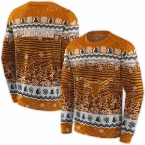 Texas Longhorns Christmas Trees All Over Print Sweatshirt