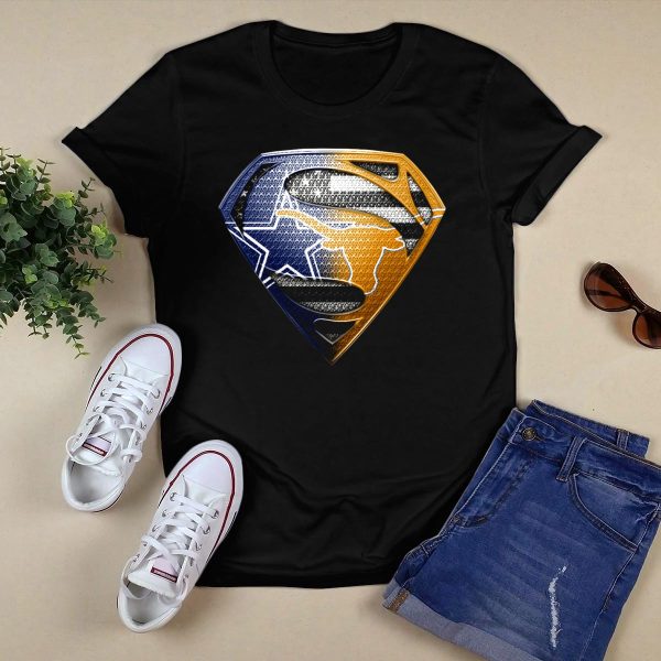 Texas Longhorns Dallas Cowboys Superman Logo Mashup T Shirt Style 1 Black 1