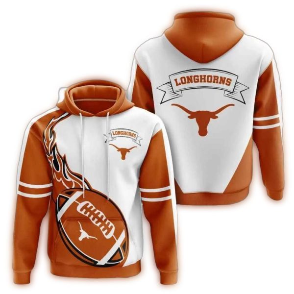Texas Longhorns Fire Ball Heat American Football AOP Hoodie 1