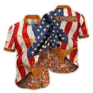 Texas Longhorns Flag Us Hook 'Em Horns Hawaiian Shirt