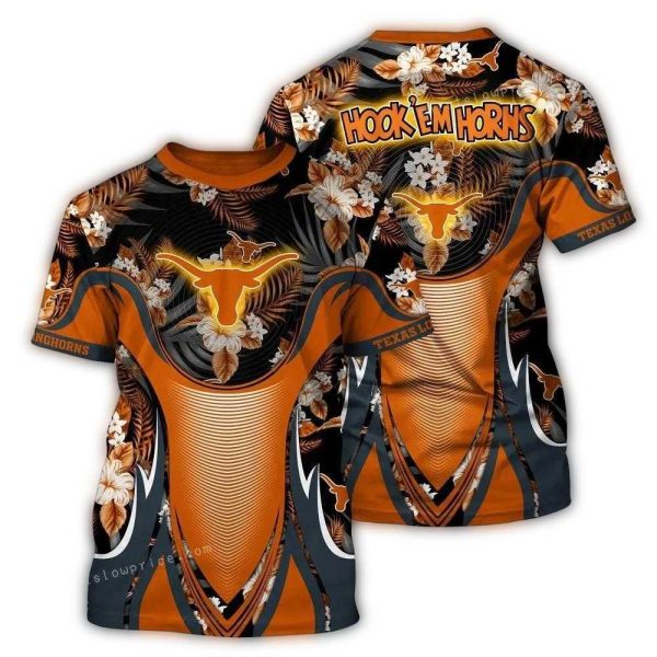 Texas Longhorns Floral Flower Uniform AOP T Shirt 1