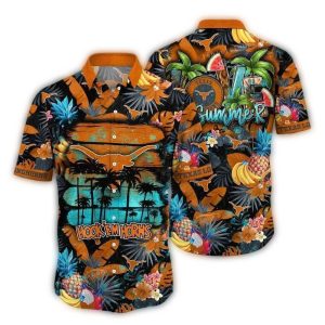 Texas Longhorns Floral Fruit Pattern Tropical Hawaiian Shirt