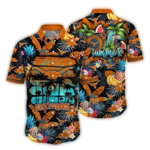 Texas Longhorns Floral Fruit Pattern Tropical Hawaiian Shirt 1