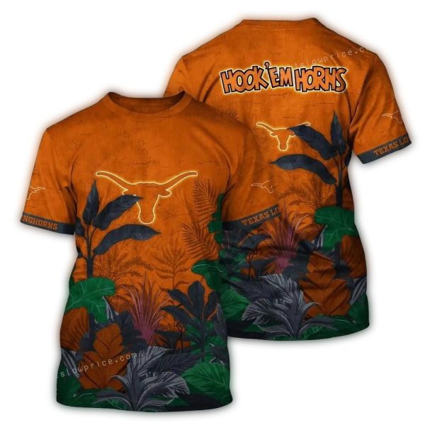 Texas Longhorns Floral Landscape AOP T Shirt 1