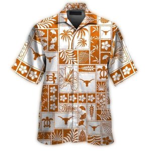 Texas Longhorns Floral Leafs Flower Coconut Pattern Hawaiian Shirt