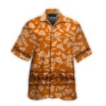 Texas Longhorns Floral Leafs Pattern Orange Hawaiian Shirt