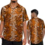 Texas Longhorns Floral Pattern Orange Hawaiian Shirt