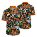 Texas Longhorns Floral Tiki Turtle Pattern Hawaiian Shirt